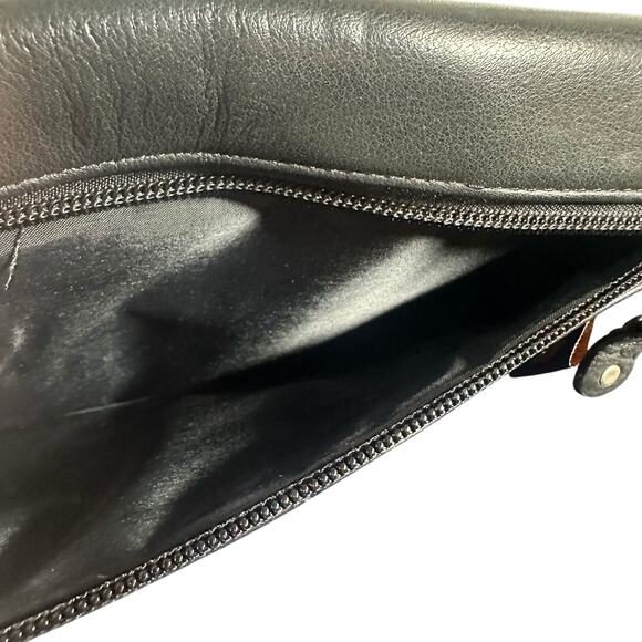 Canyon Outback Black Leather Envelope Clutch Bag Foldover Slim Purse wallet - Picture 11 of 11